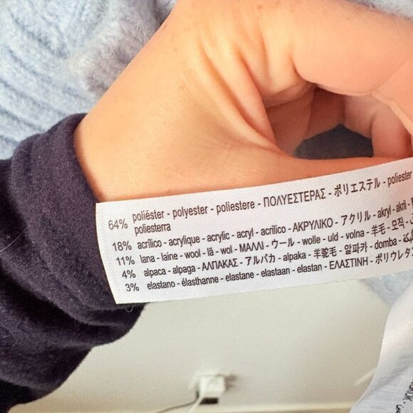 Zara Alpaca Wool Hair Oversized Balloon Sleeve Cardigan Sweater Blue Size Medium - Picture 8 of 8